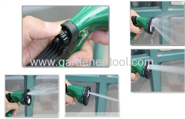 15M Flat Garden Hose With 4-function Spray Nozzle Set