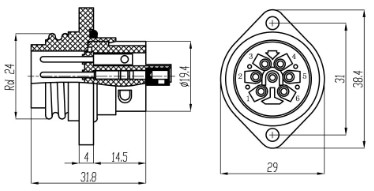 Screw termination waterproof female connector