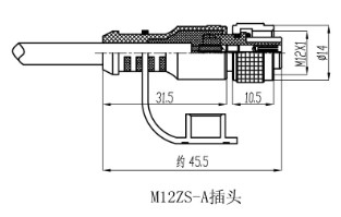 M12 connection connector with cable