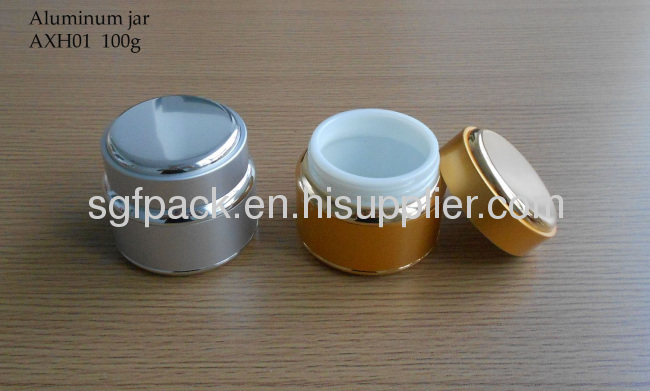 100g Anodized Aluminum container cream jar Cosmetic container Double wall jar inner plastic jar Hot sale Personal care