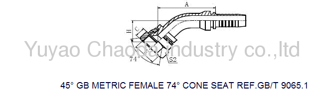 45°GB METRIC FEMALE 74° CORE SEAT HOSE FITTING