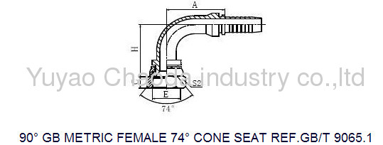 90° GB METRIC FEMALE 74° CORE SEAT HOSE FITTING