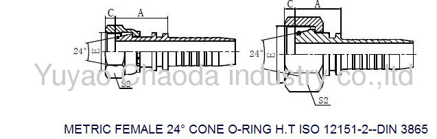 METRIC FEMALE 24° CONE O-RING L.T. HOSE FITTING