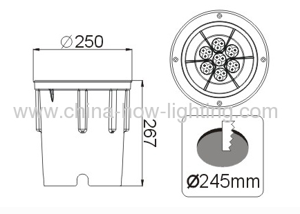 8.6W-38.4W Aluminium LED In-ground Lamp IP67 with Epistar or Cree XP Chips