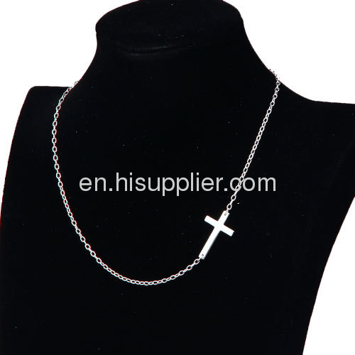 Wholesale Sterling Silver Cross Sideway Necklace Jewelry For Women
