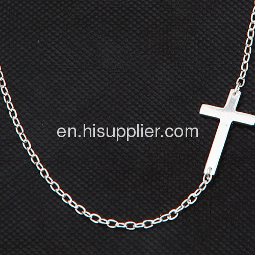 Wholesale Sterling Silver Cross Sideway Necklace Jewelry For Women