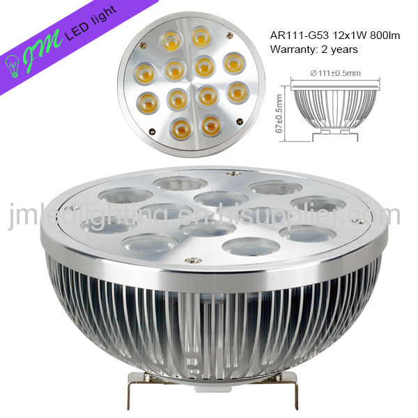 12x1w ar111 g53 led down light spot light 800lm