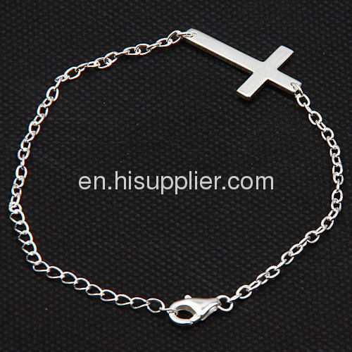 Wholesale 925 Sterling Silver Sideways Cross Bracelet Jewellery 2013