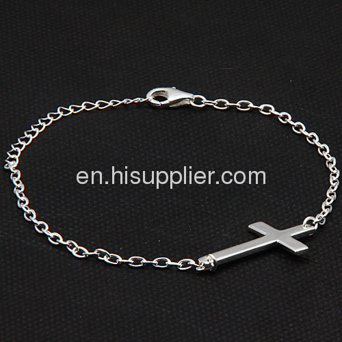 Wholesale 925 Sterling Silver Sideways Cross Bracelet Jewellery 2013