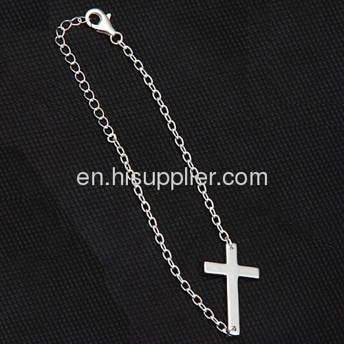 Wholesale 925 Sterling Silver Sideways Cross Bracelet Jewellery 2013