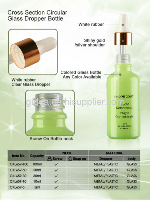 5ml 30ml 50ml 100ml 10ml Green Cosmetic Glass Bottle Droppers