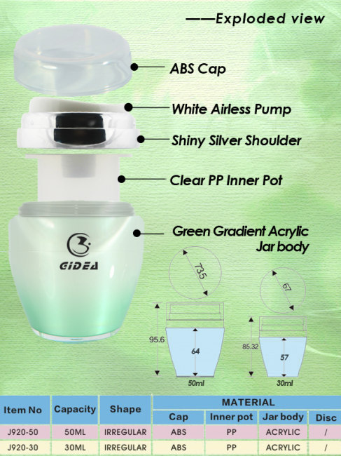 50ml 30ml Plastic Airless Jar with Pump