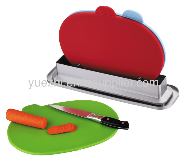 oval shape 3pcs index chopping board with water pan 