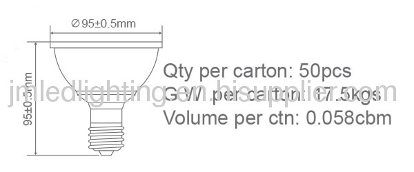 5x1w e27 par30 led spot light 350lm aluminium 95mm 