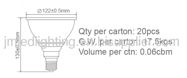 12x1w par38 led lamp led down light 800lm 130mm