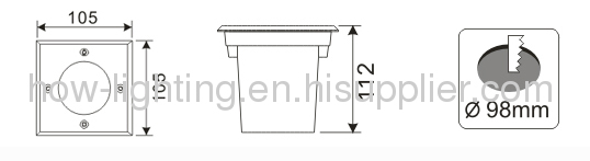 1.2W-3.6W LED In-ground Lamp IP67 Square Shape with 5mm Straw LED