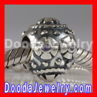 Easter Decorative Egg Beads with Purple CZ Stone fit european Bracelet