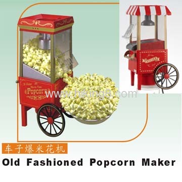 Old fashioned hot air popcorn maker with cart 