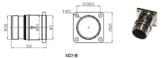 M23 straight signal connector plug and panel socket