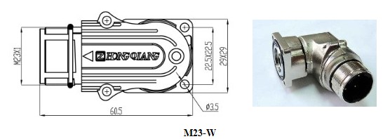 M23 straight signal connector plug and panel socket