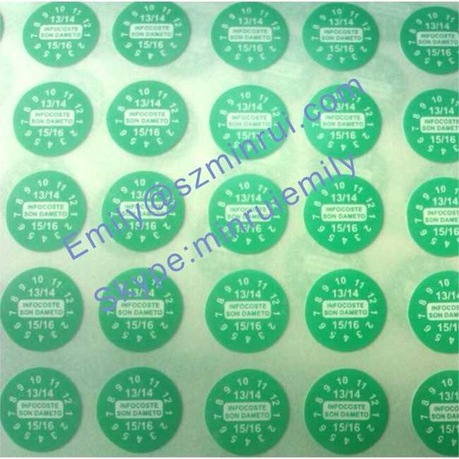 Cusotm Small Round Green Date Warranty Stickers with Your Company Name or Logo,Small Round Destructible Warranty Labels