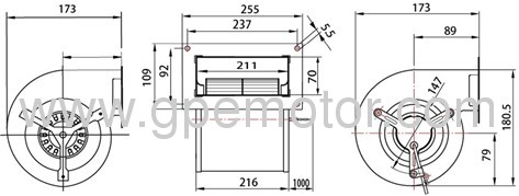 48V 133190 double inlet EC Fan with intelligent and electronic by design-D1G133190