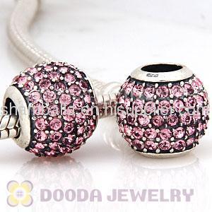 european Sterling Pave Lights Charm With Pink Austrian Crystal 