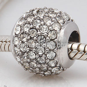 Platinum Plated Copper european Crystal Pave Metal Beads Cheap