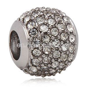 Platinum Plated Copper european Crystal Pave Metal Beads Cheap