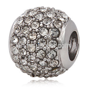 Platinum Plated Copper european Crystal Pave Metal Beads Cheap