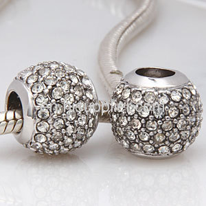 Platinum Plated Copper european Crystal Pave Metal Beads Cheap