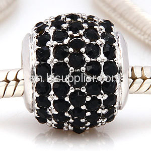 Large Hole European Pave Light Black Crystal european Beads Wholesale