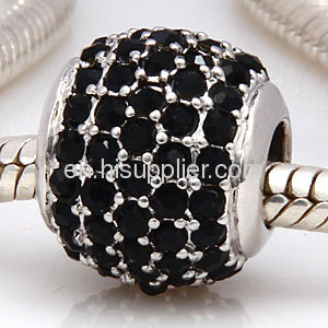 Large Hole European Pave Light Black Crystal european Beads Wholesale