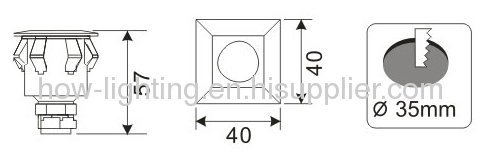 1W LED Recessed Light IP65 with Square Shape