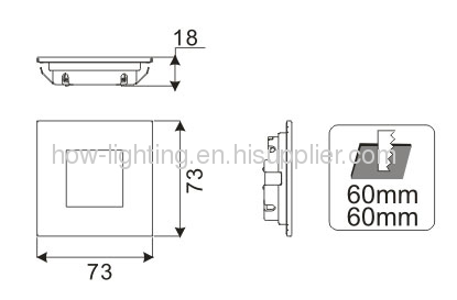 1W Window Style LED Recessed Light IP20 with 5mm Straw LED