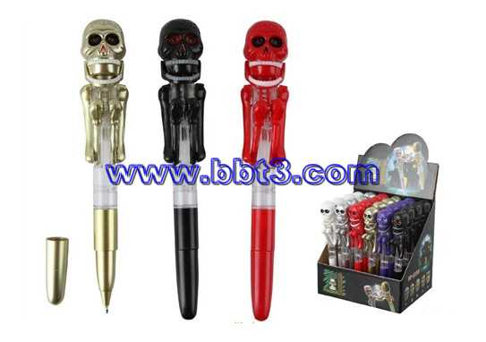 Skull shape promotional ballpen with lighting