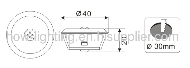 0.5W Mini LED Recessed Light IP20 with 3mm Straw LED