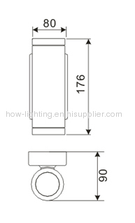 2x3W 2 sides Aluminium LED Wall Light IP44 with Cree XRC Chips