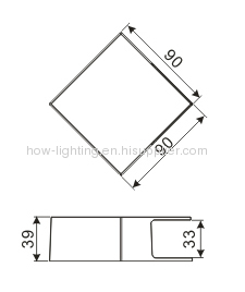 4W Square Aluminium LED Wall Light IP44 with 1pc High Power LED