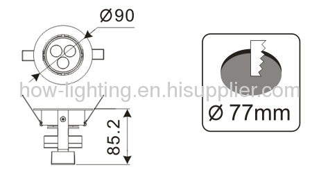 3W Aluminium LED Downlight IP20 with 3pcs Cree XRE Chips