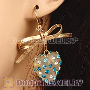 2013 Latest Fashion Gold Plated Bowknot Swarovski Crystal Heart Earrings Wholesale