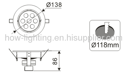 7W LED Downlight IP20 with 7ps Cree XRE Chips