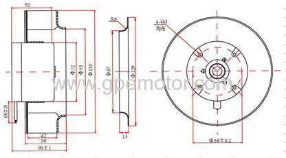 Green power 24V Backward DC Centrifugal Fan impeller noise reduce-RB1D133