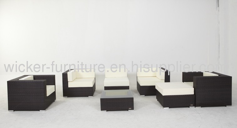 Outdoor wicker sectional sofa group