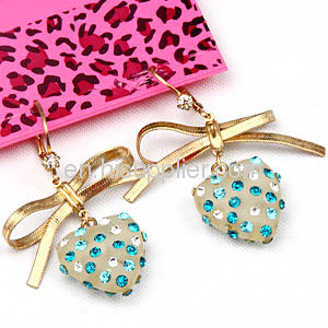 Wholeslae Cute Korean Style Crystal Drop Earrings With aBowknot Cheap