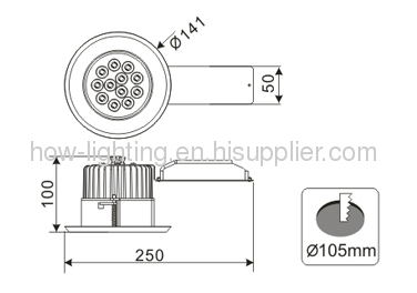 12W Aluminium LED Downlight IP20 with 12pcs Cree MX-6 Chips