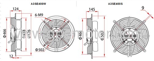 Air Handing unit 400 large EC Axial Fan 115V with speed controller-W3G400