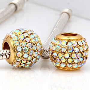 Wholesale 24K Gold Plated Copper european Swarovski AB Crystal Beads