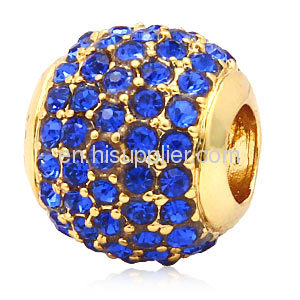 European Pave Blue Crystal Beads For european Bracelets