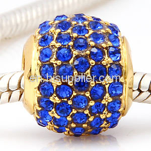 European Pave Blue Crystal Beads For european Bracelets